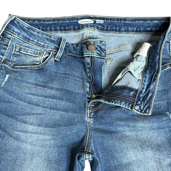 Womens Old Navy Jeans Rockstar Super Skinny Sz 12 Distressed Med Light Distress - Picture 1 of 9